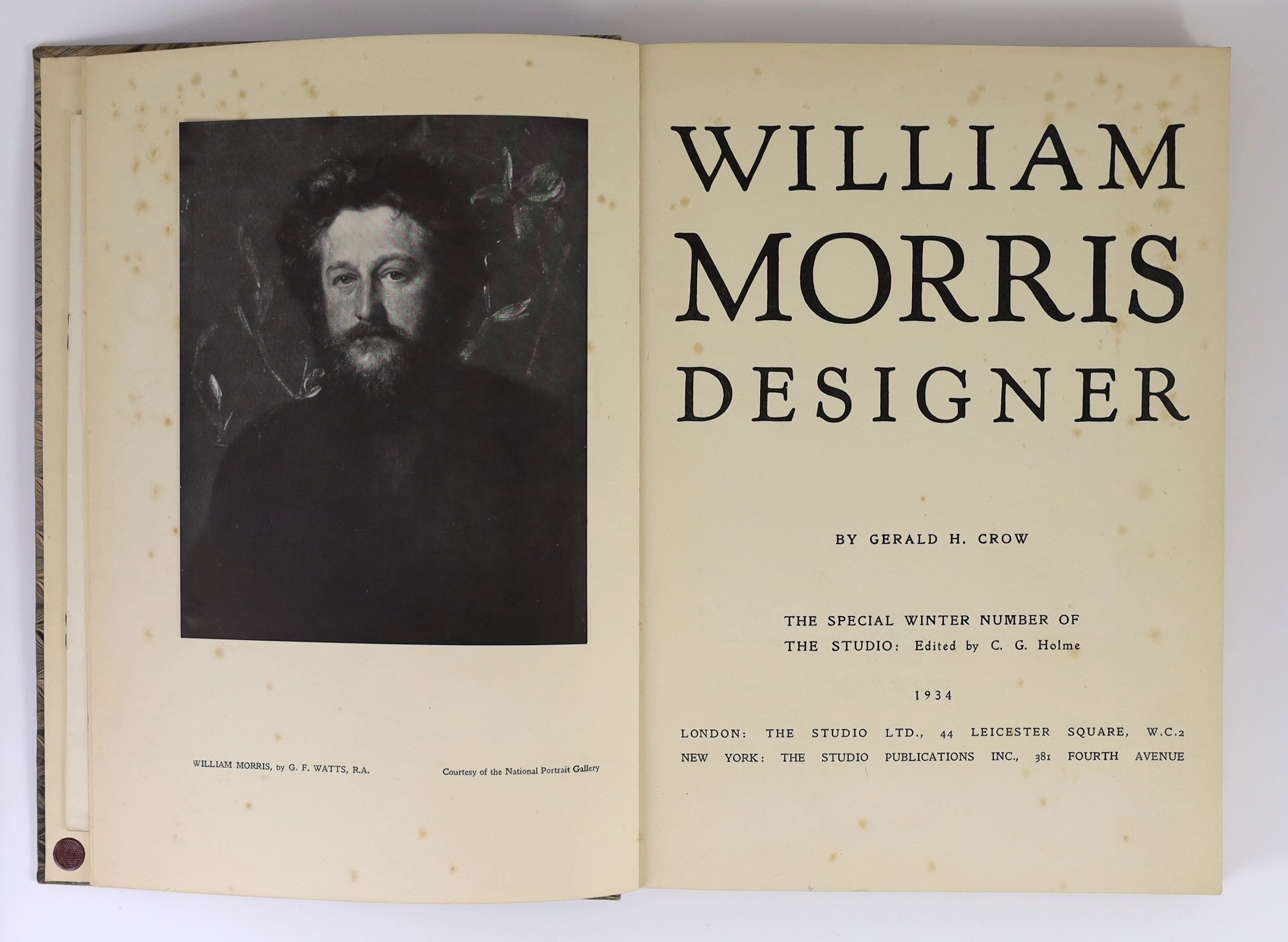 Nonesuch Press - Thomson, James - The Seasons, one of 1500, 4to, marble boards, illustrated by Jacquier, London, 1927 and Crow, Gerald Henry - William Morris Designer, 4to, cloth, The Studio, London, 1934 (2)